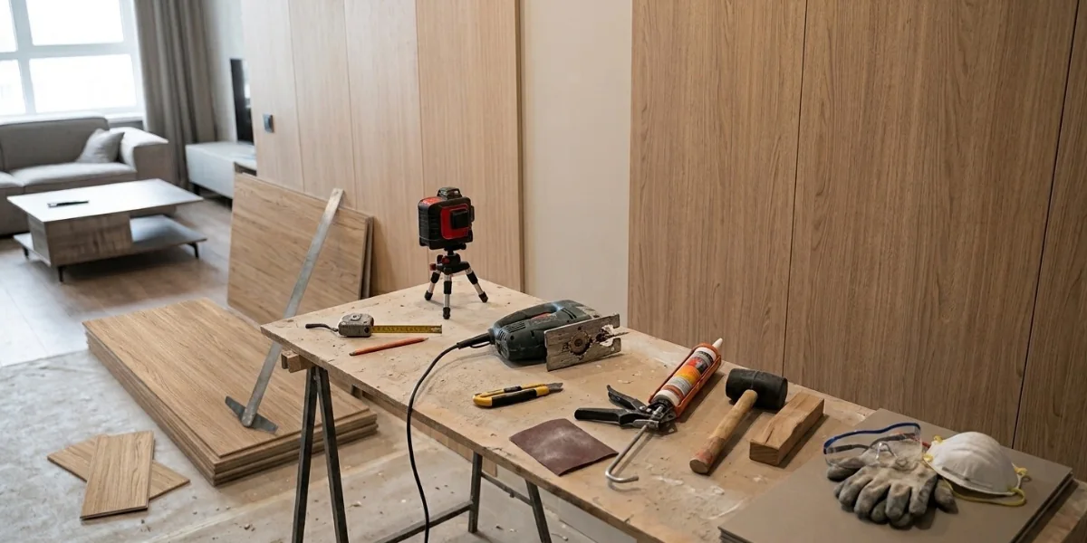 Cutting and fitting SPC wall panels during installation