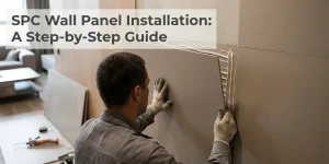 SPC wall panel installation in a commercial interior