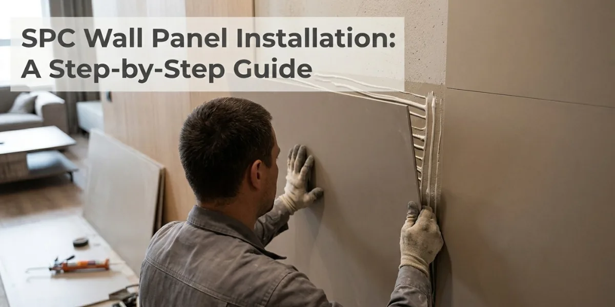 SPC wall panel installation in a commercial interior