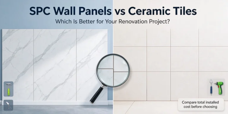 SPC wall panels vs ceramic tiles in modern bathroom interiors