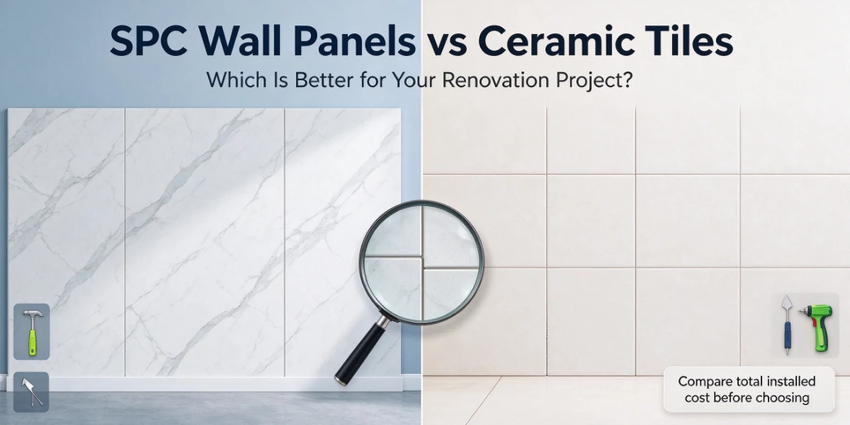SPC wall panels vs ceramic tiles in modern bathroom interiors
